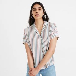 Madewell Park Popover Shirt in Rainbow Stripe
